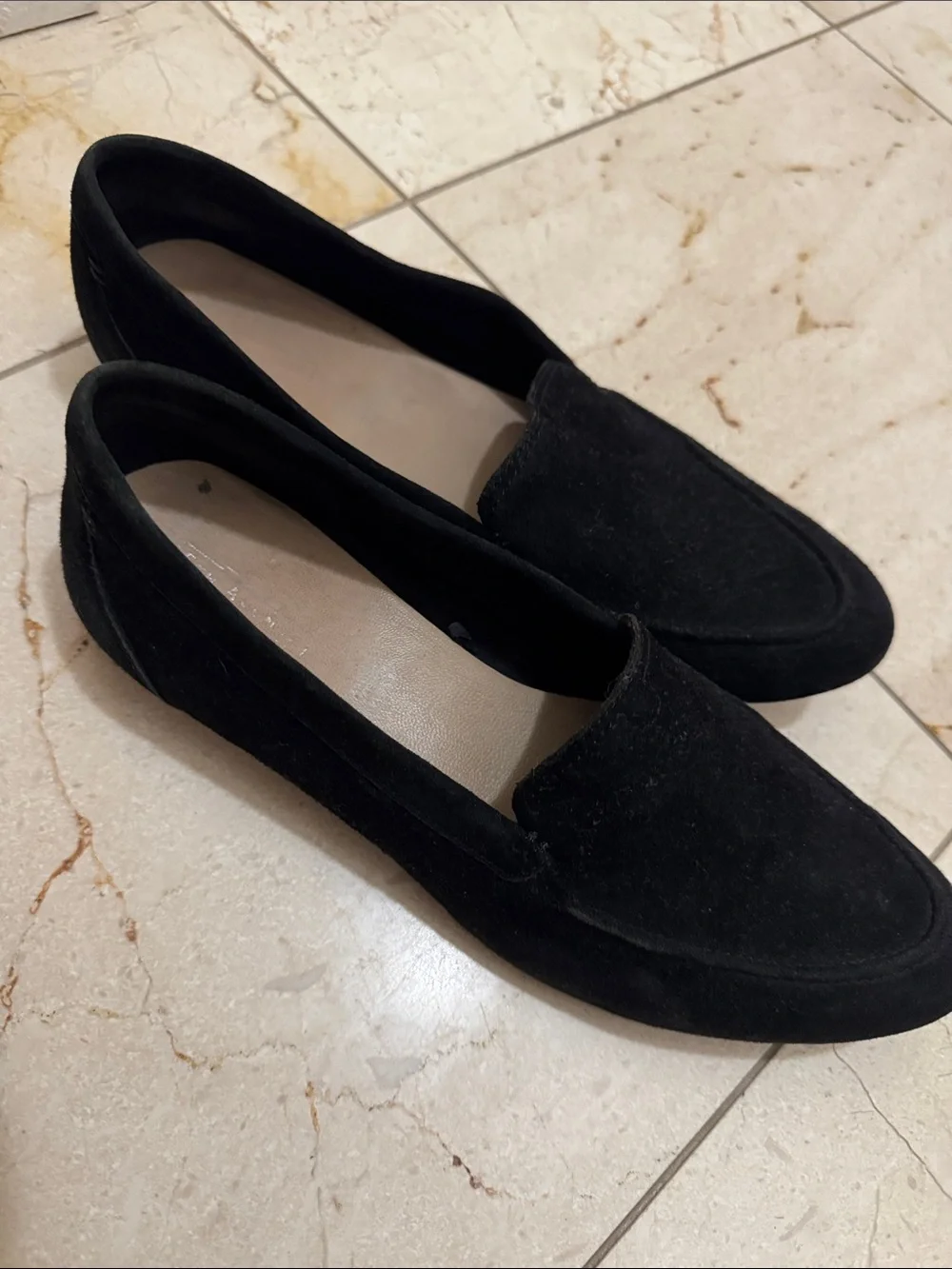 Women Black Suede Slip-On Loafers